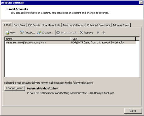 Outlook 2007 - Mail Setup - E-mail Accounts