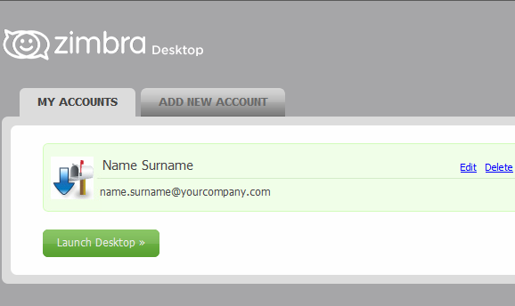 zimbra - my accounts