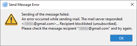 Send message error - unsubscribed