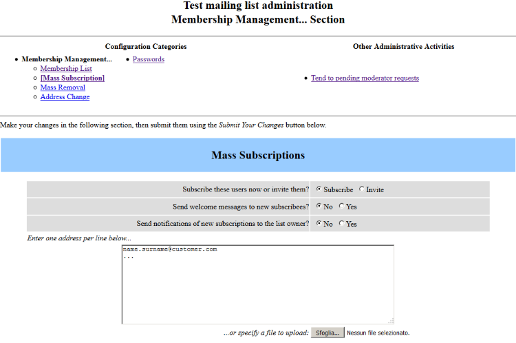 Mass subscriptions