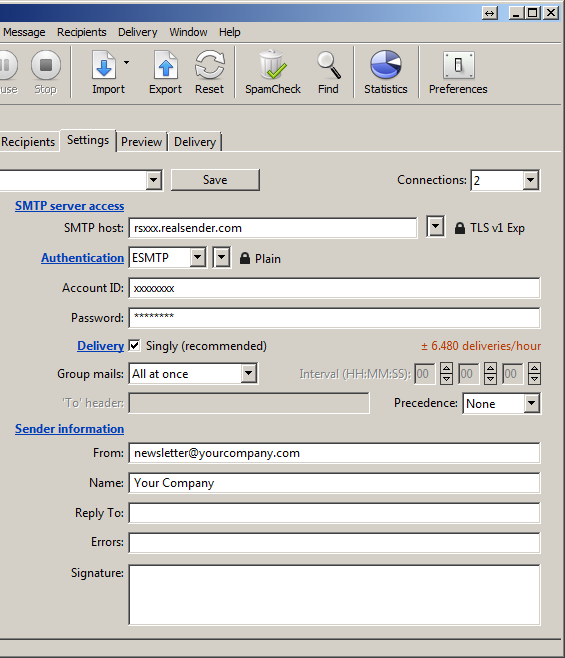 maxbulk mailer alternative smtp port