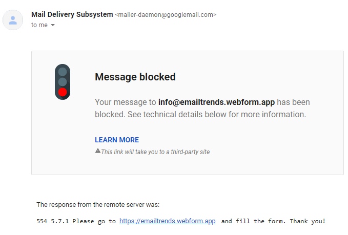 message blocked